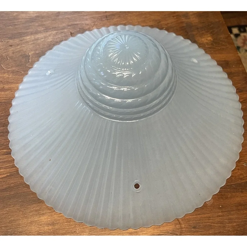 Macbeth Evans Petalware Monax Blue Opalescent Glass 3 Hole Ceiling Light Shade